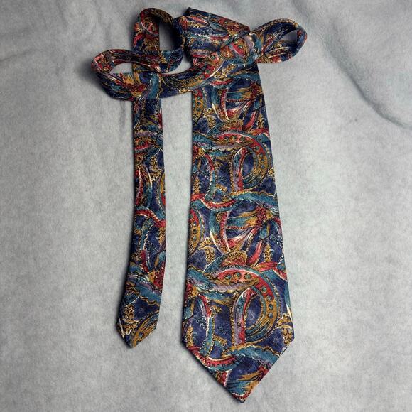 VTG Christian Dior Necktie Mens Classic Multicolor Abstract Italy All Silk Woven - Picture 2 of 8